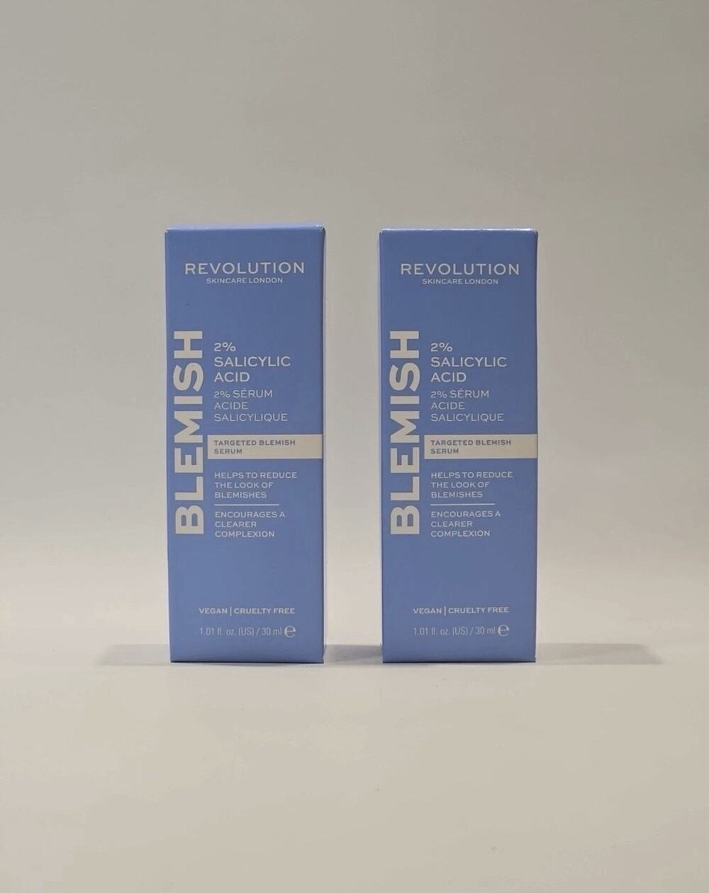 Revolution Skincare London Blemish Serum 2% Salicylic Acid 1.01 oz 2 Pack. NEW